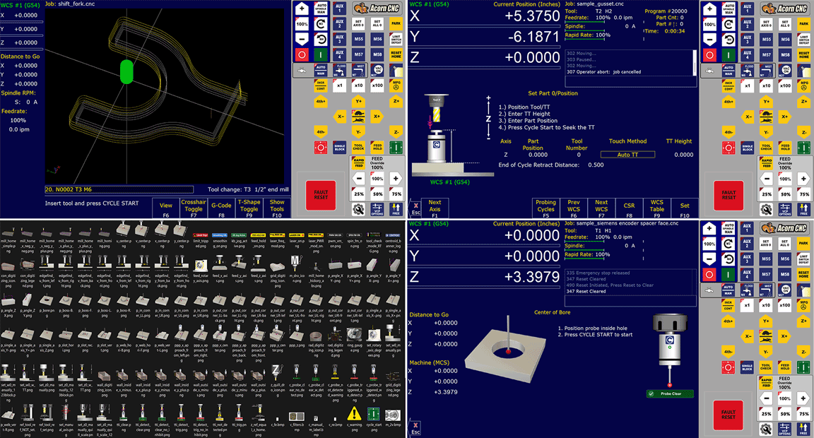 CNC12 v5.42 interface screenshots